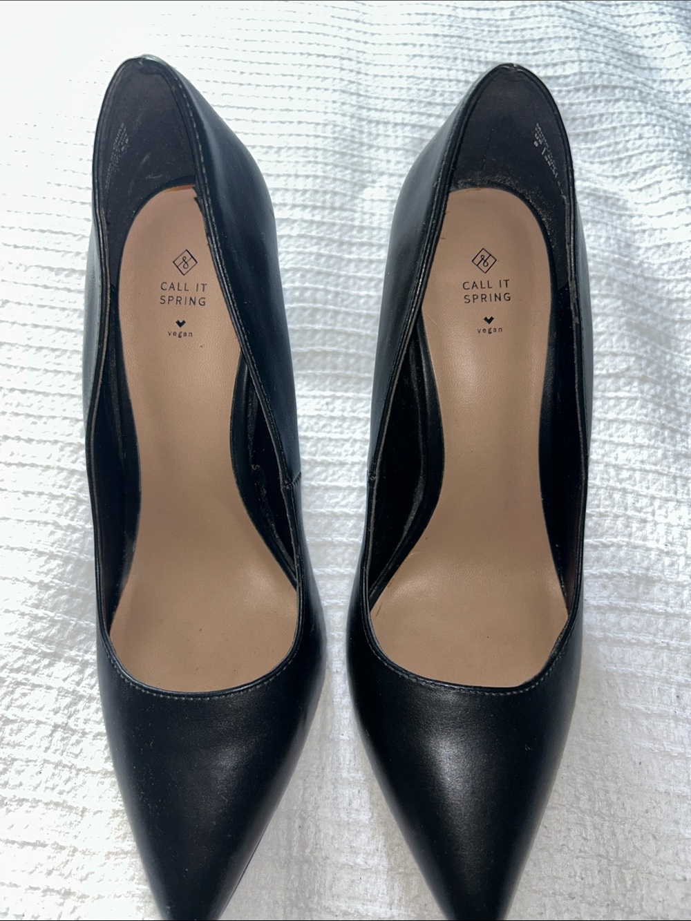 Call It Spring Black Pointed-Toe Vegan Pumps